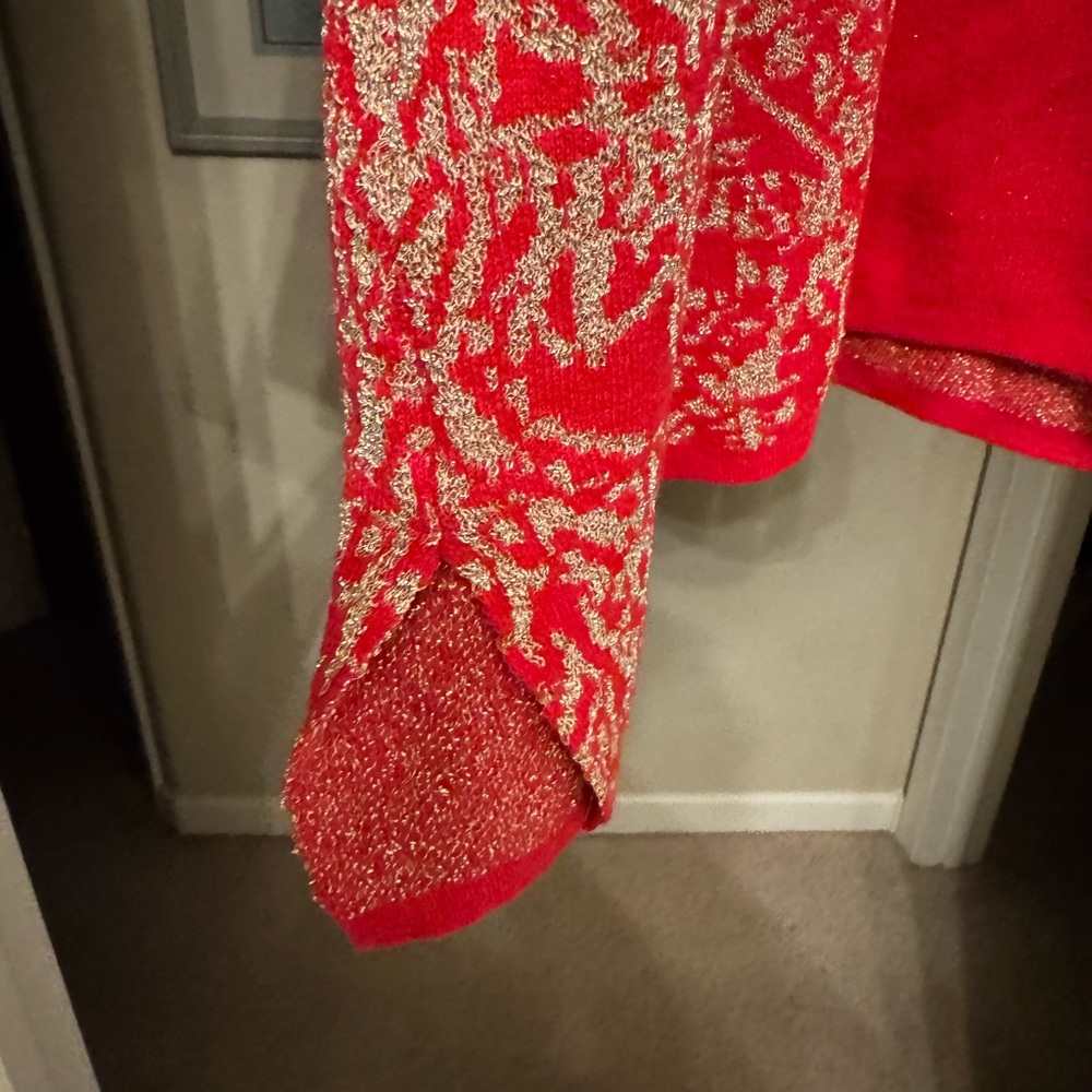 Ruby Rd. Red and Silver Patterned Tunic Sweater - Picture 12 of 13
